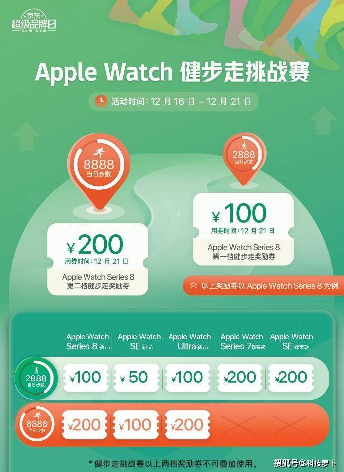 微信步数计算器苹果版:2588元入手Apple Watch S8！京东Apple超级品牌日奖励券限时兑换中